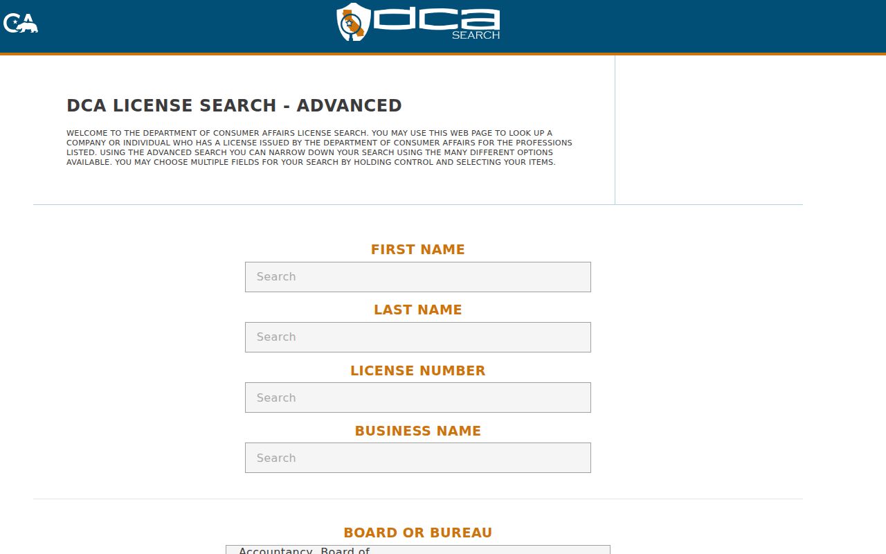 Ventura residents directory California professional license lookup