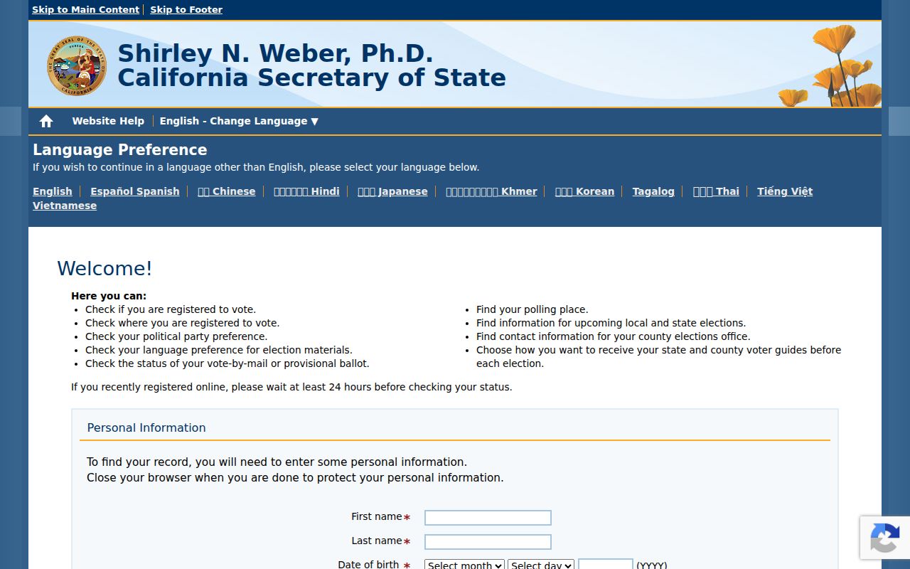 Ventura residents directory California voter status lookup