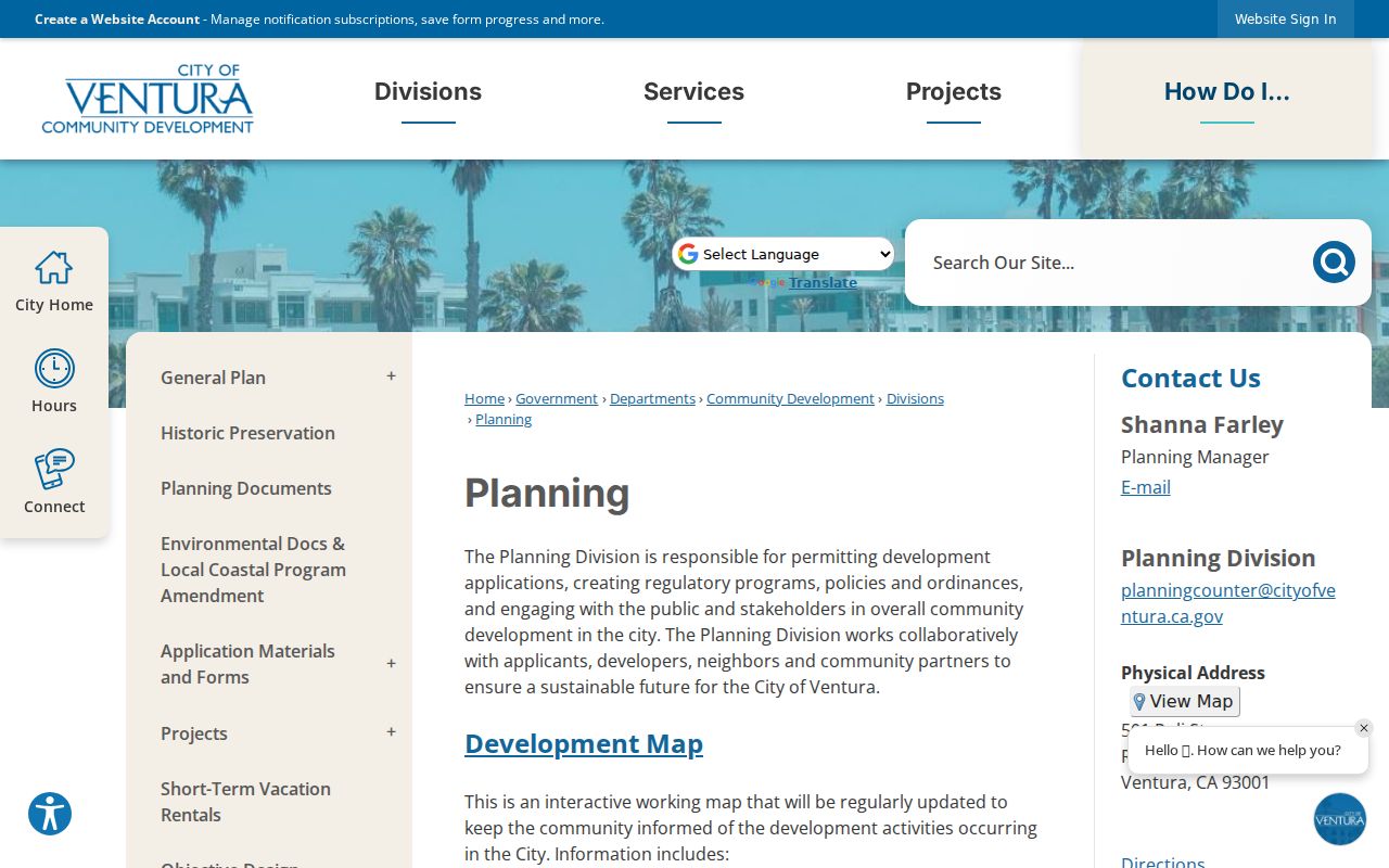 Ventura neighbors Ventura planning and development map