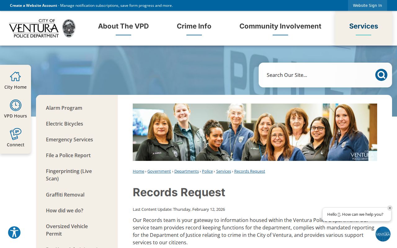 Ventura neighbors Ventura Police records request