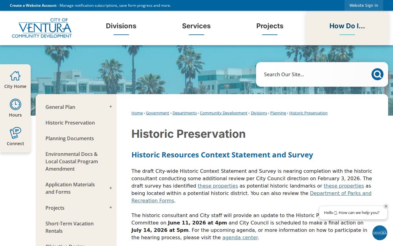Ventura previous residents historic preservation and house history resources