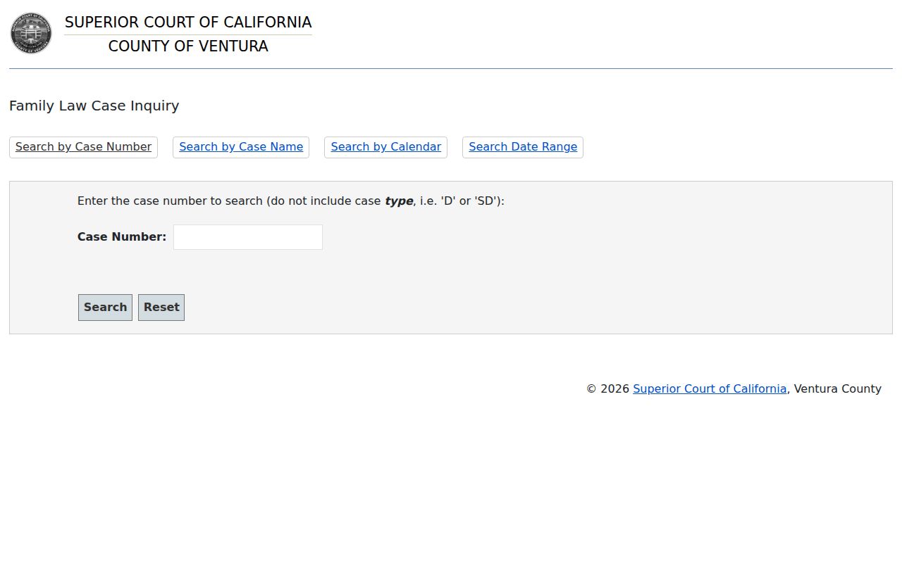 Ventura resident lookup family law case inquiry